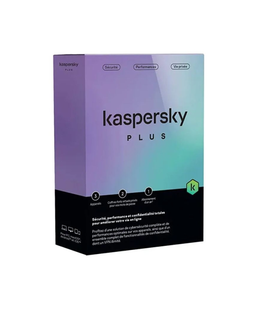 ANTIVIRUS KASPERSKY PLUS 3 POSTES EQUIVALENT TOTAL / 1AN