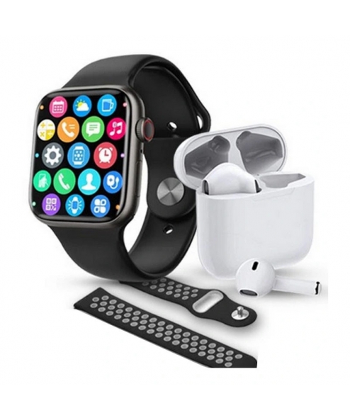 MONTRE CONNECTÉE W26 PRO MAX SÉRIE 8 + AIRPODS + 2 CEINTURES - NOIR